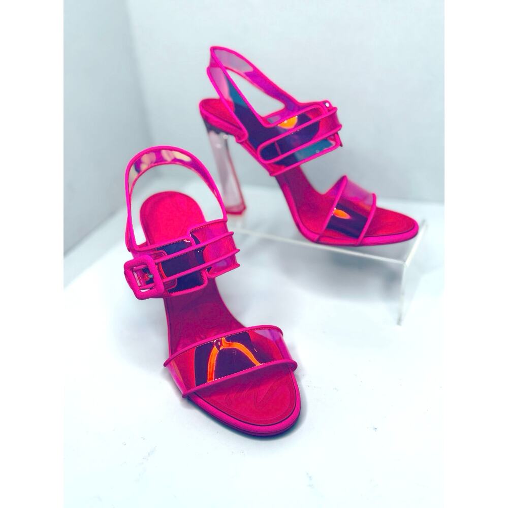 Louboutin Duniss PVC Heels Pink Transparent Sandals 100mm Size EU 36.5